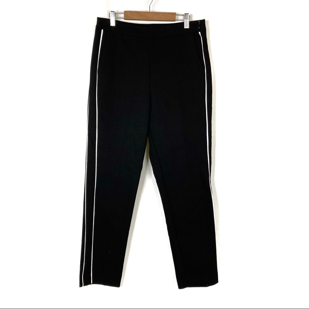 3/$30 Zara Basic | Black Business Casual Pants White Stripe Straight Leg L